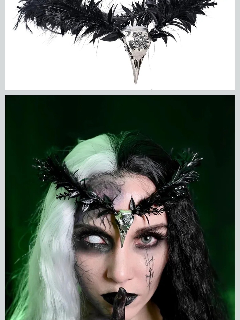 Gothic Black Feather Crown - Witch Headpiece Elf Raven Headband Fairy Circle